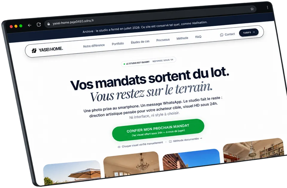 yasei.fr dans un navigateur, la page d’accueil